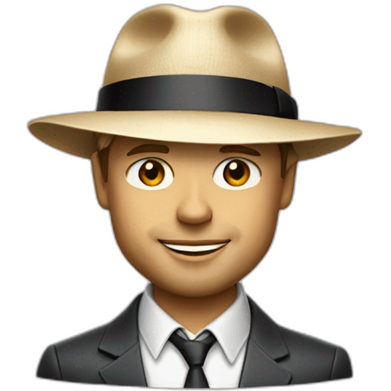 small businessman, wearing a Panama hat, Brad Pitt emoji