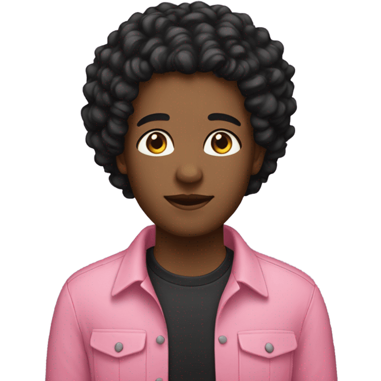 Person, black curly hair, black person, pink shirt  emoji