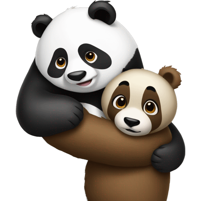 panda and brown bear hug emoji