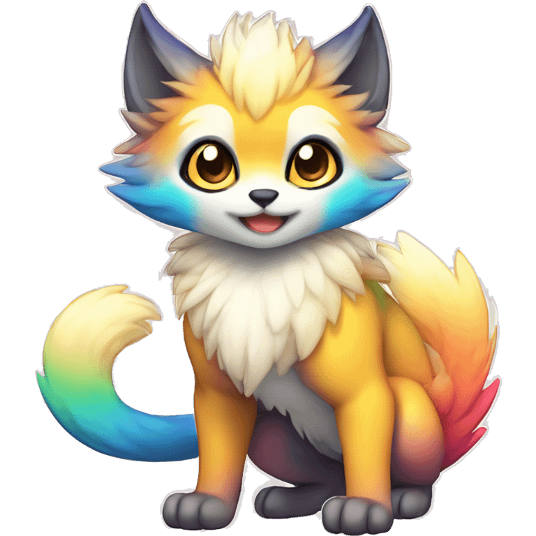 shiny, colorful, gradient, Kemono-style, Chibi, Anthro-Fur-Sona-Fakémon, Full Body emoji