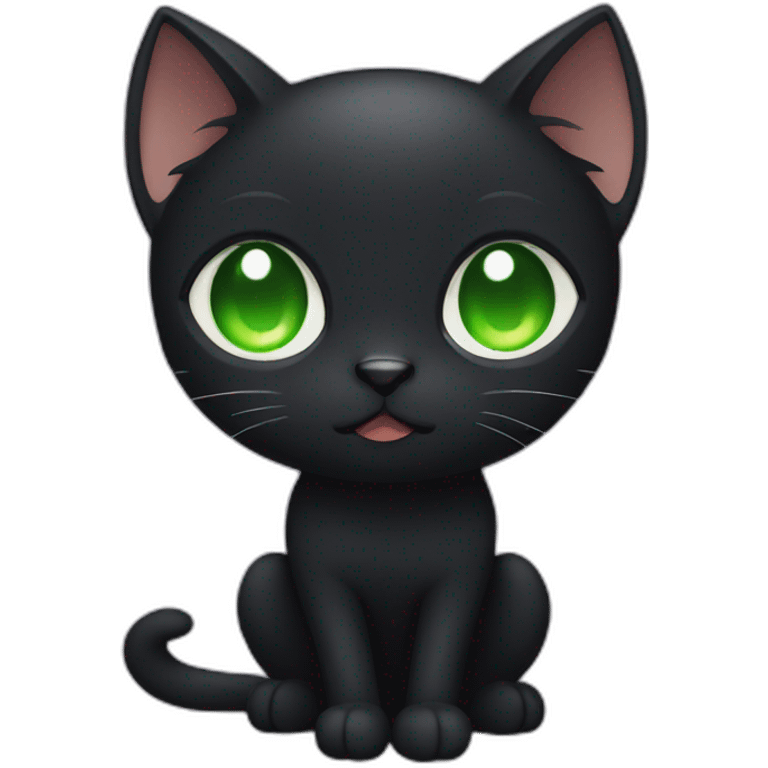 Anime style black cat with green eyes emoji