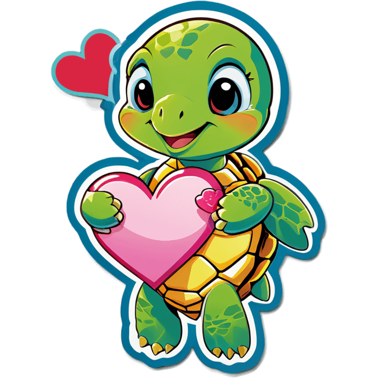 Sea turtle holding a heart emoji