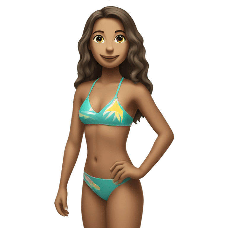 Brunette surfer girl bikini surf board emoji