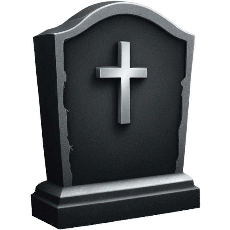 a black tombstone with the inscriptions in silver RIP and a silver heart emoji