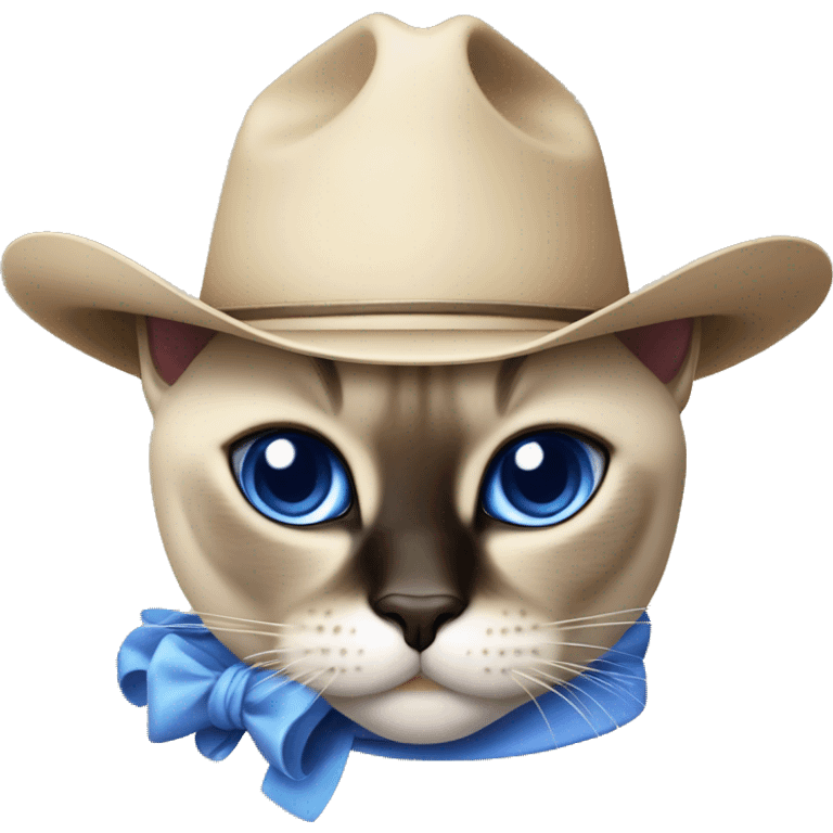 Fat Siamese cat crossed blue eyes lavender cowboy hat emoji