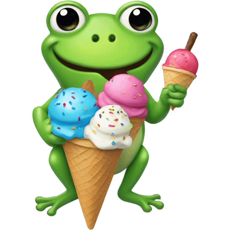 Frog w ice cream emoji