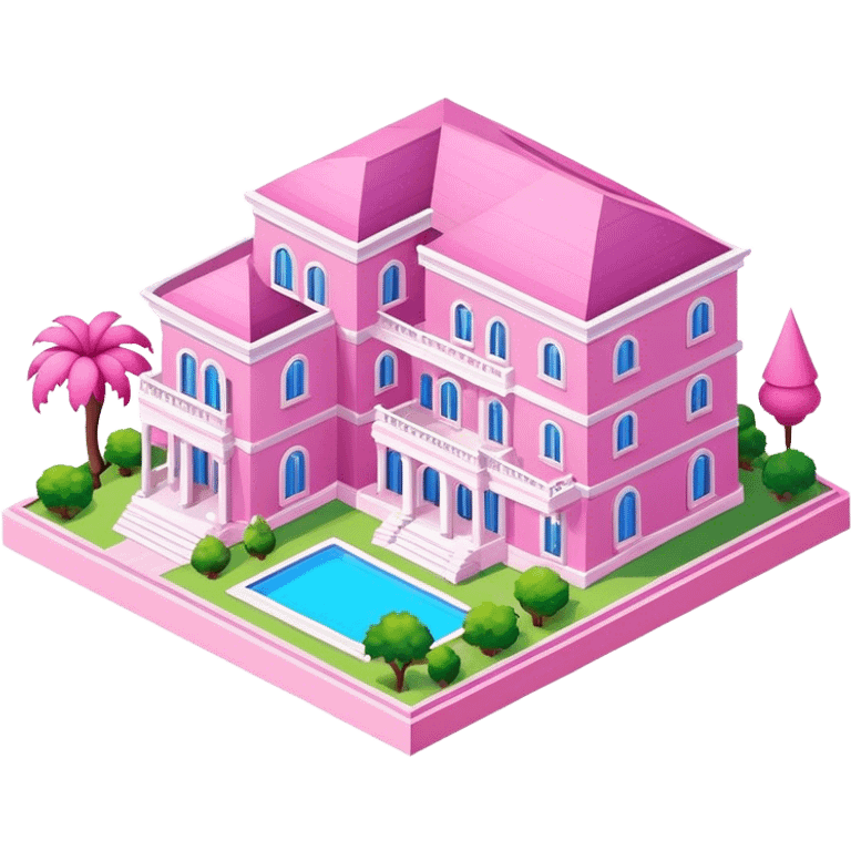 Magnificent pink villa, isometric emoji