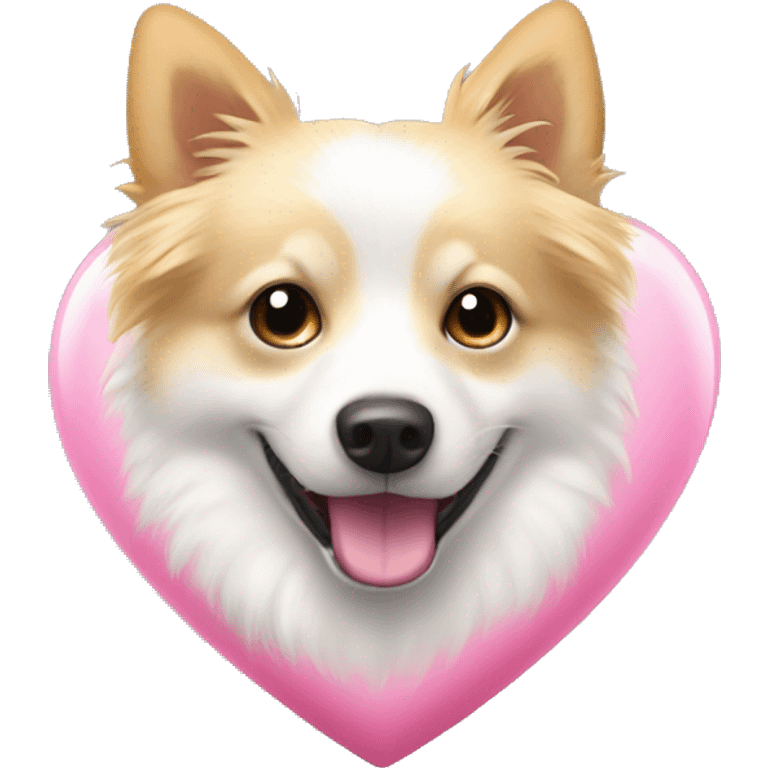 White and blonde spots spitz in a pink heart emoji