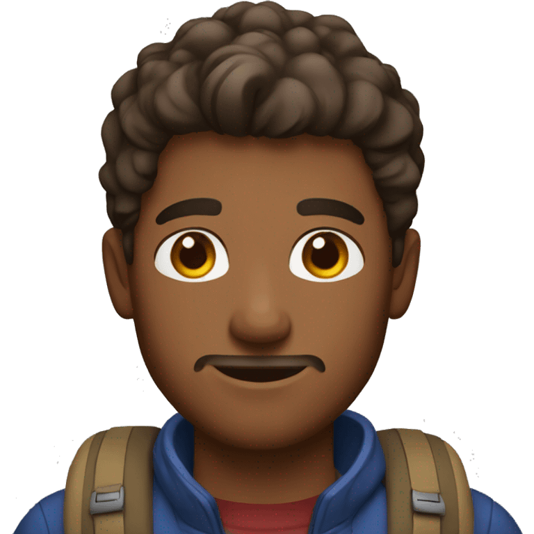 hiker guy brown skin brown eyes emoji