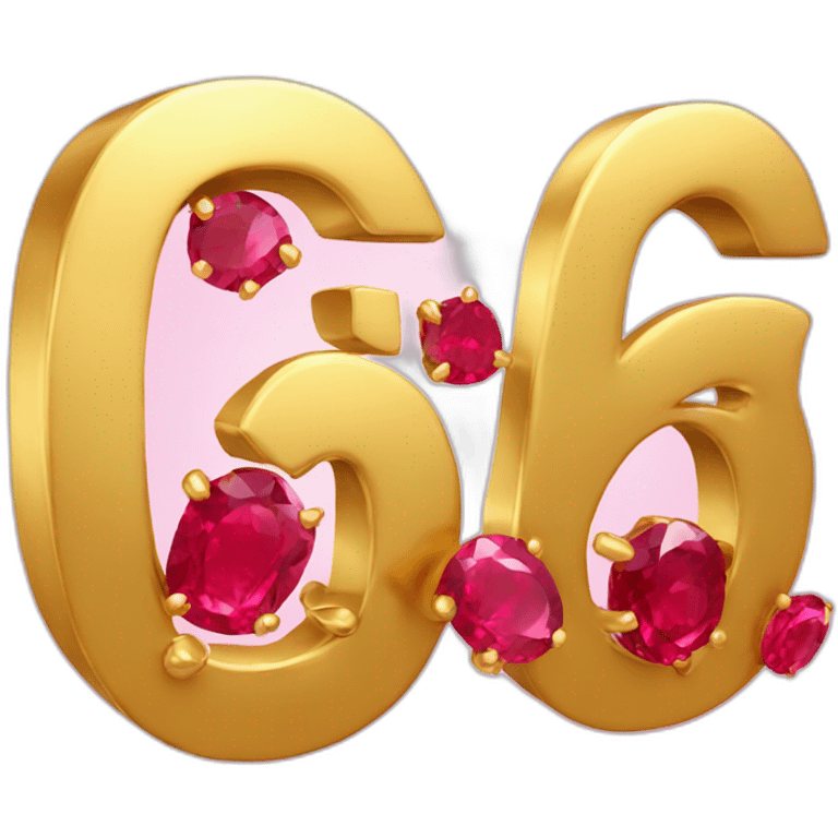 3d gold letter G with rubies emoji