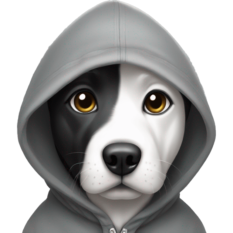 Black and white dog wearing hoodie  emoji