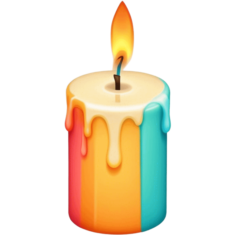 Candle making icon, candle with a wick, melting wax, colorful wax blocks, minimalistic style, clean lines, transparent background. emoji