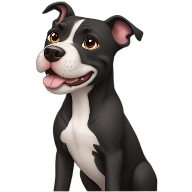 Una perra pitbull totalmente negra emoji