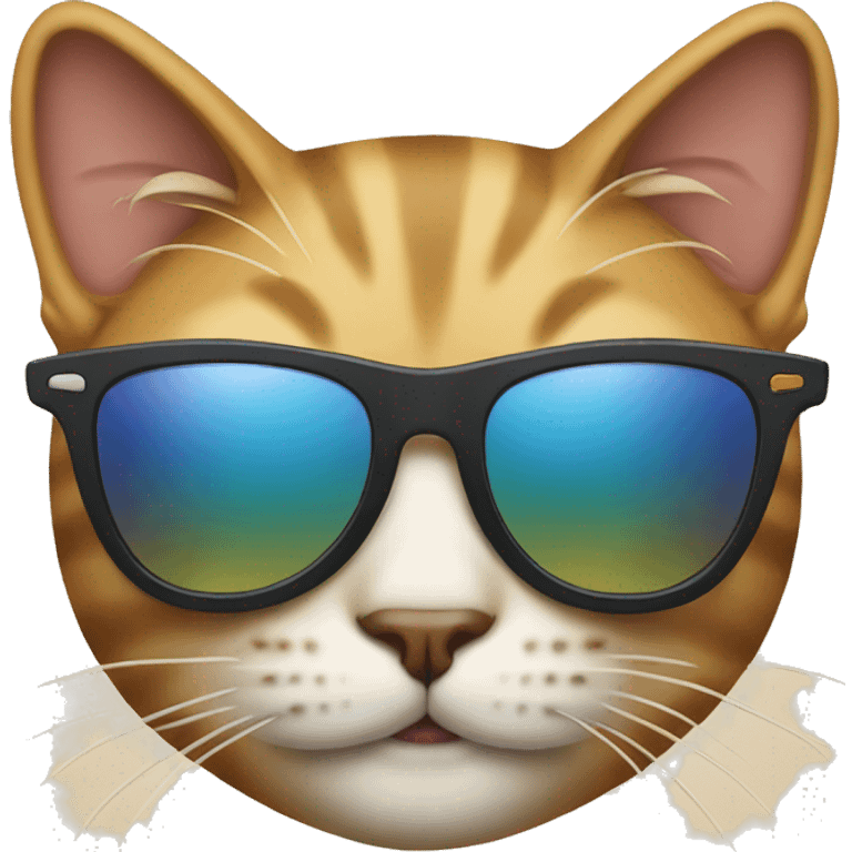 cat with sunglasses at the beach emoji