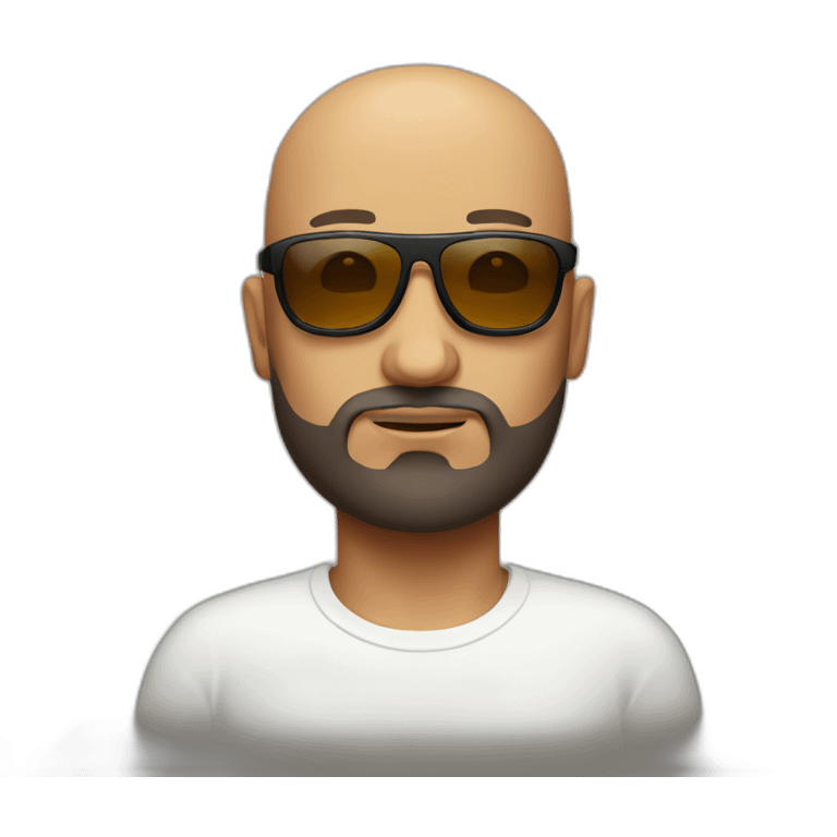 Serious Bald man with fade beard and sun glasses emoji