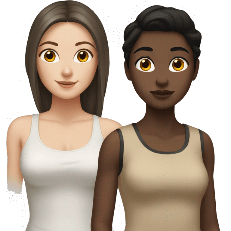 white girl with brown hair and tan girl with black hair  emoji