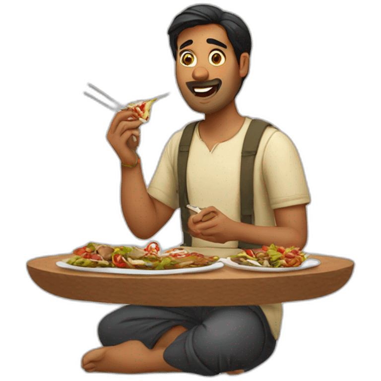 indian man eating kebab emoji