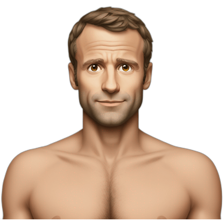 Macron without shirt emoji