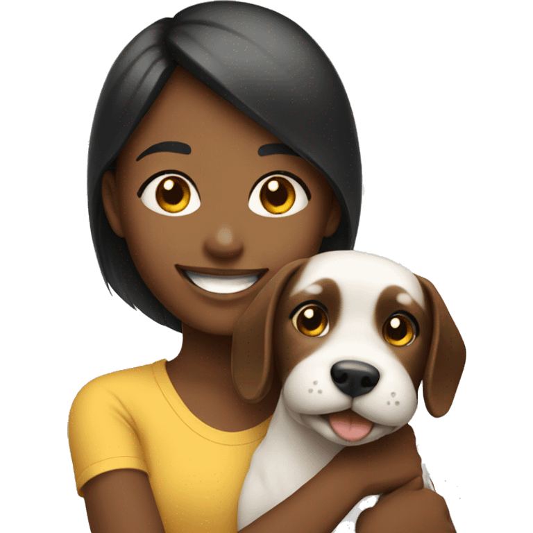 smiling girl with dog emoji