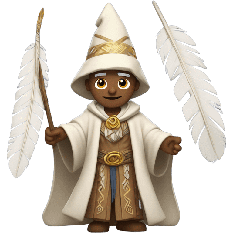 a wizard holding eagle feather emoji