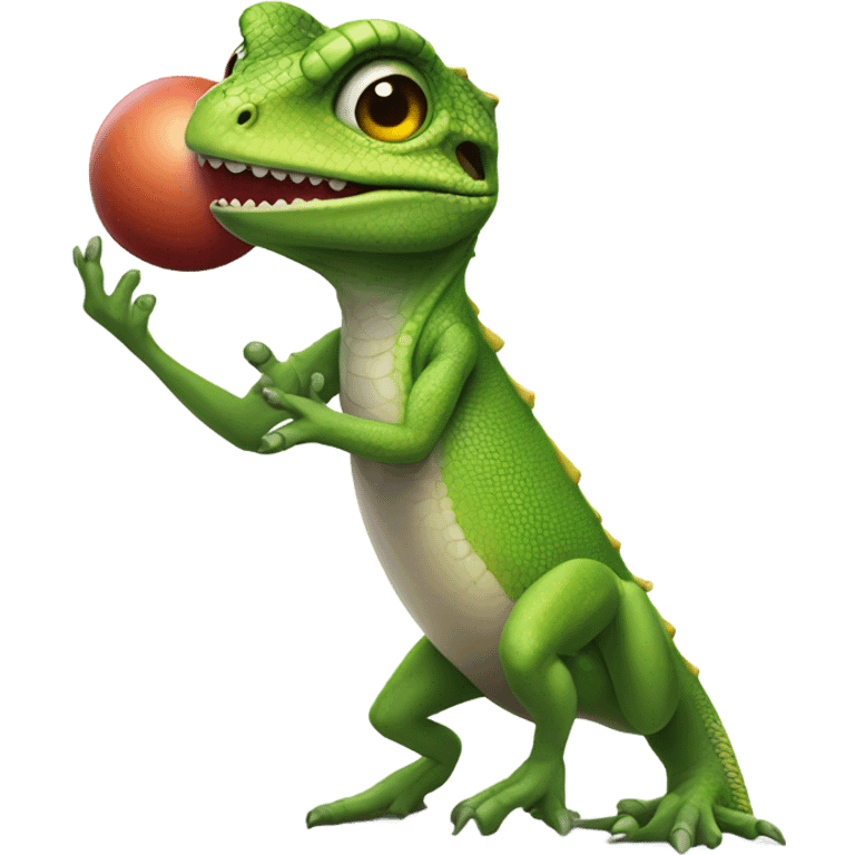 Female lizard bowling emoji