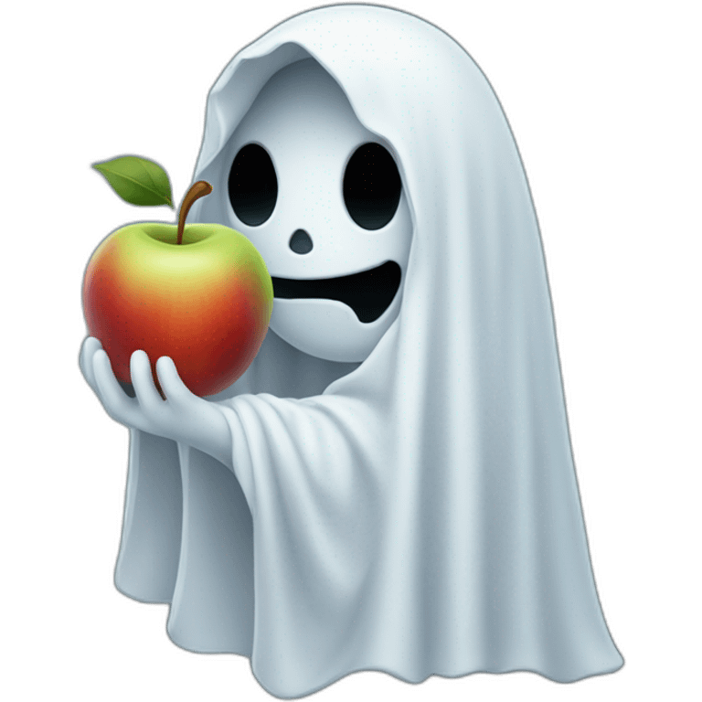 the ghost holding an apple emoji