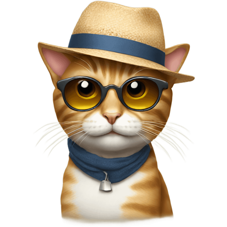 Cat with sunglasses and hat emoji