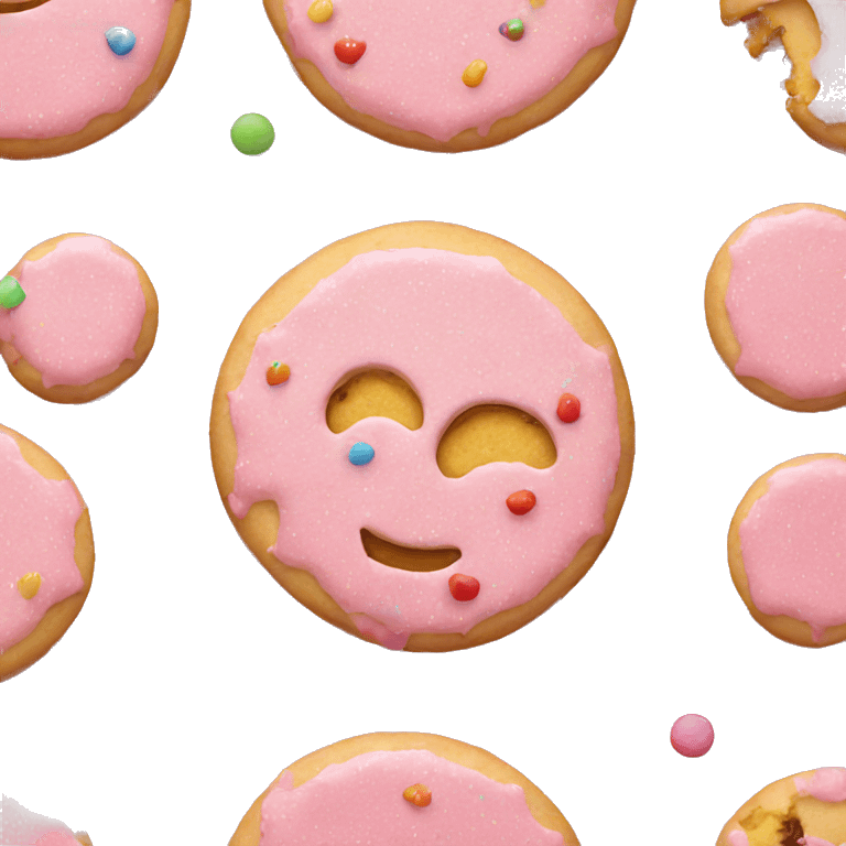 pink circle cookie with rainbow sprinkles  emoji