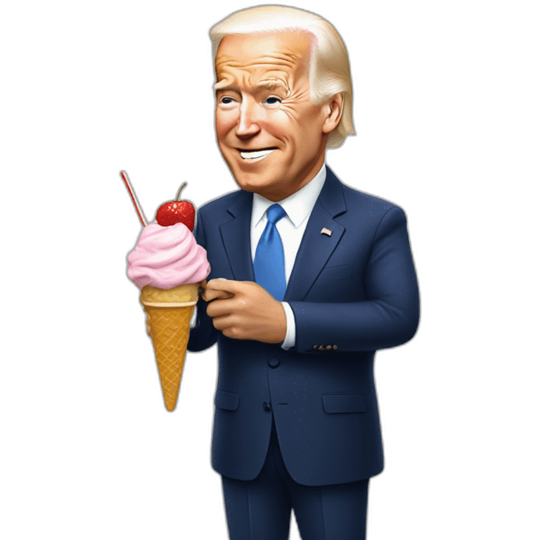 Biden eating ice cream with trump emoji