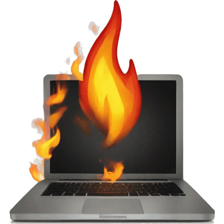 fire everywhere around laptop emoji