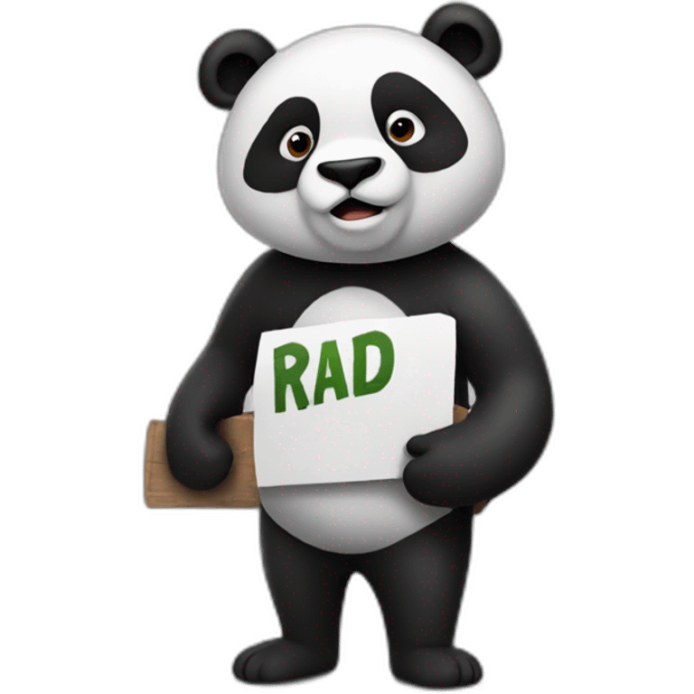 Panda holding "raid" sign emoji