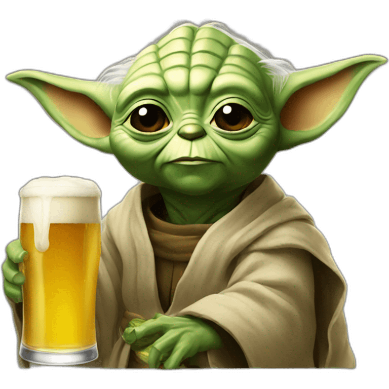 Yoda drinking a beer emoji