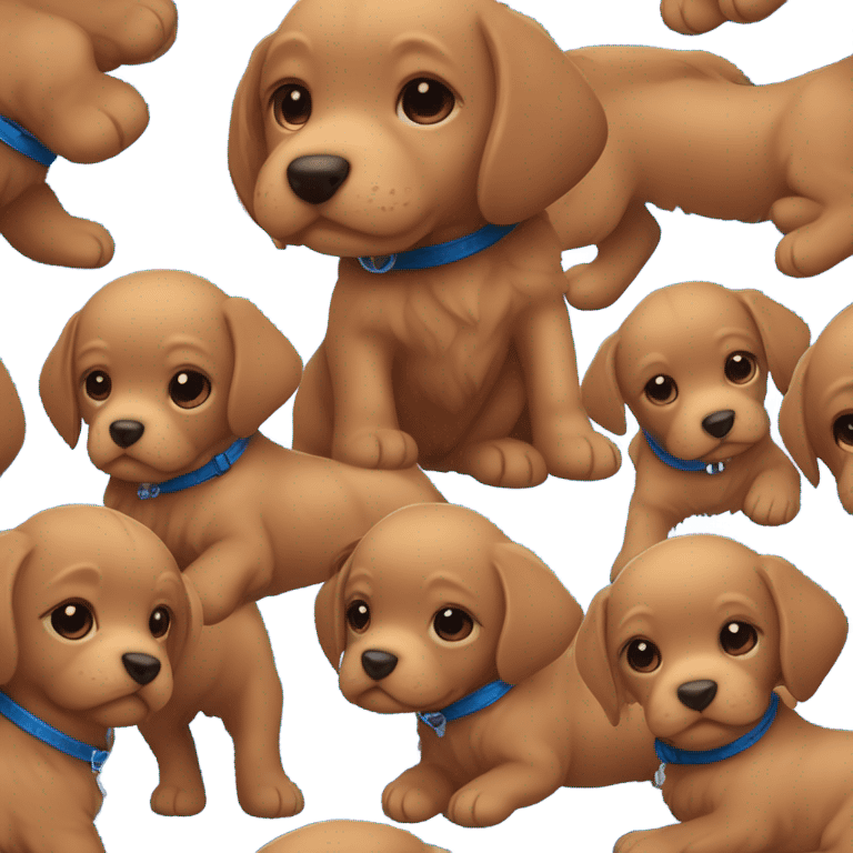 Chibi dark red retriever puppy with blue collar emoji