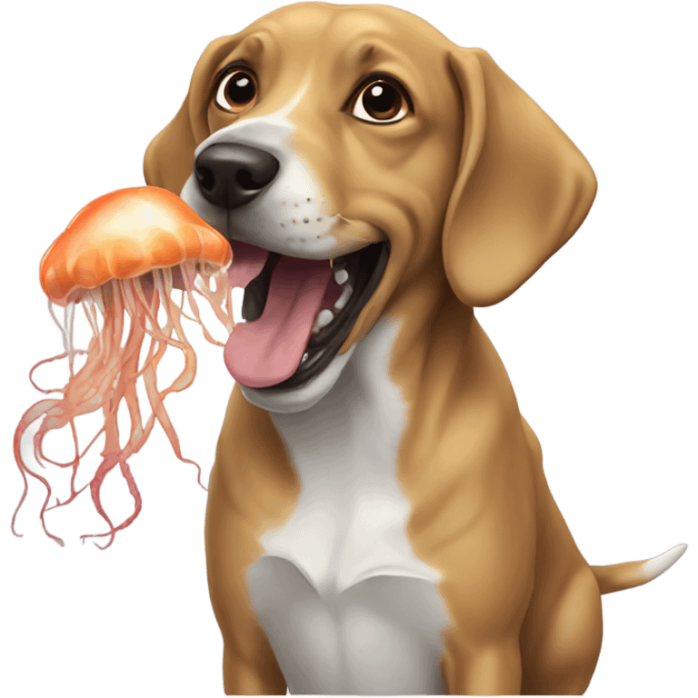 Dog eating a jellyfish emoji