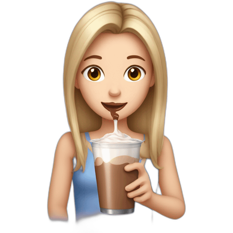 Dark Blonde hair Girl drinking chocolate milk emoji