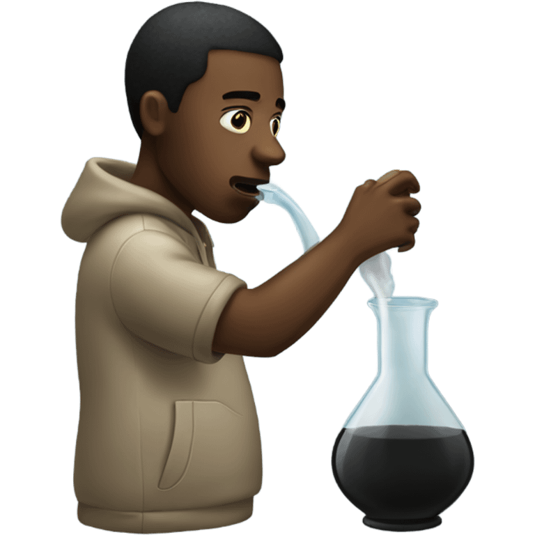 black man inhaling smoke from a beaker emoji