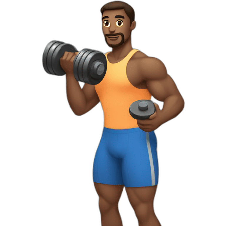 man holding dumbbell in left hand emoji