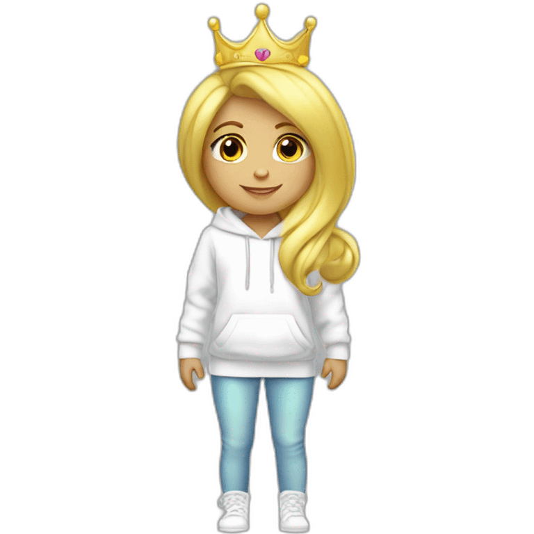 blond princess white with crown white hoodie iridescente emoji