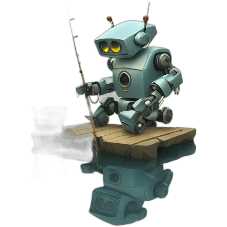 robot with fishing road emoji