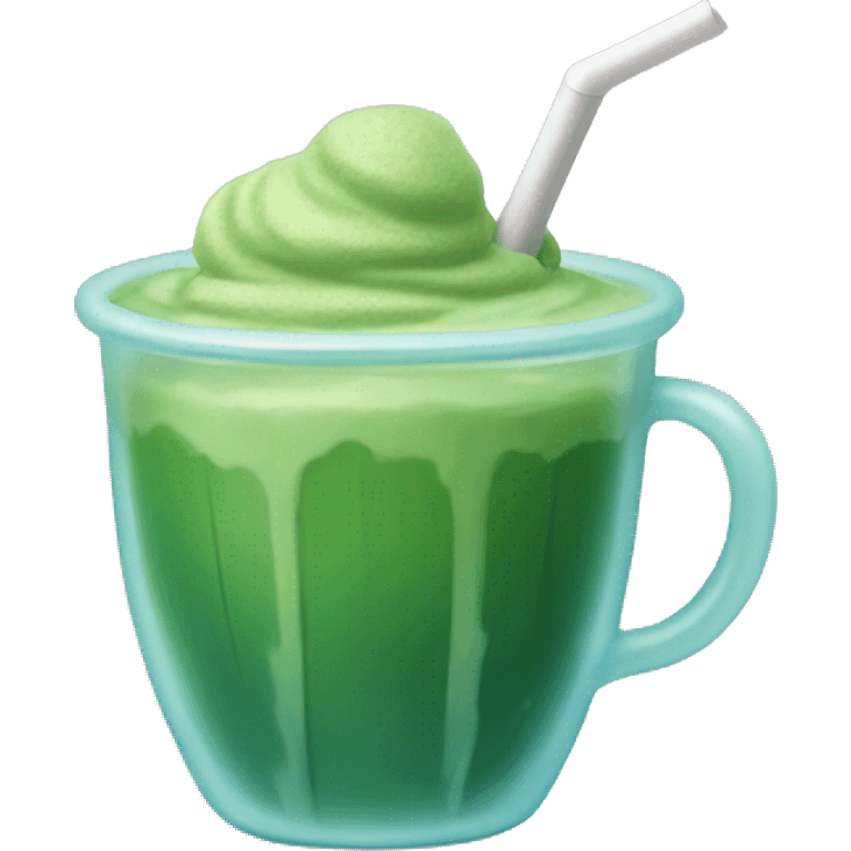 cup of ice matcha with straw emoji