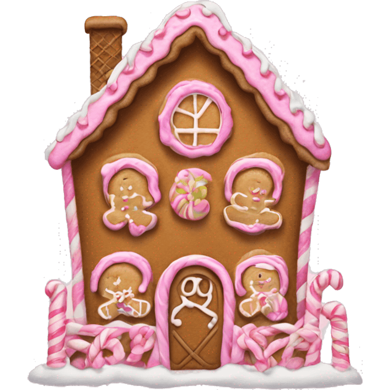 a pink gingerbread house emoji