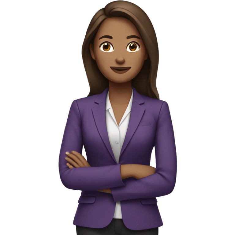 business woman with brown hair in purple blazer emoji