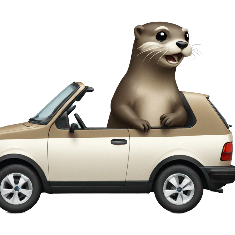 Otter driving volkswagen golf emoji