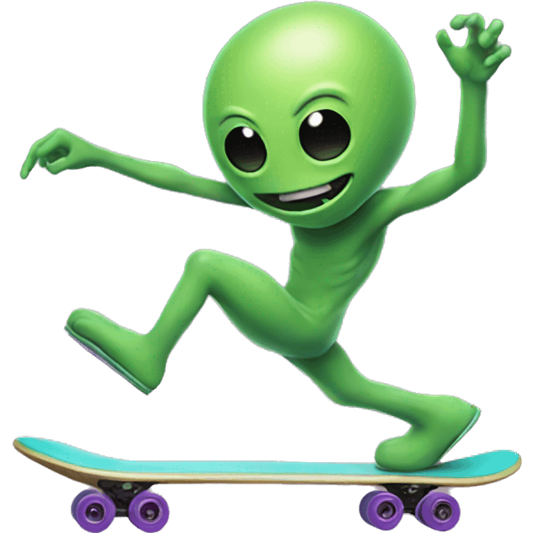 Weird alien dancing on skateboard emoji