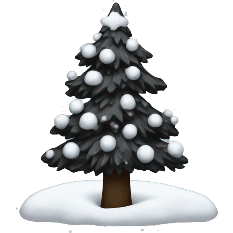 Black Christmas tree with snow emoji