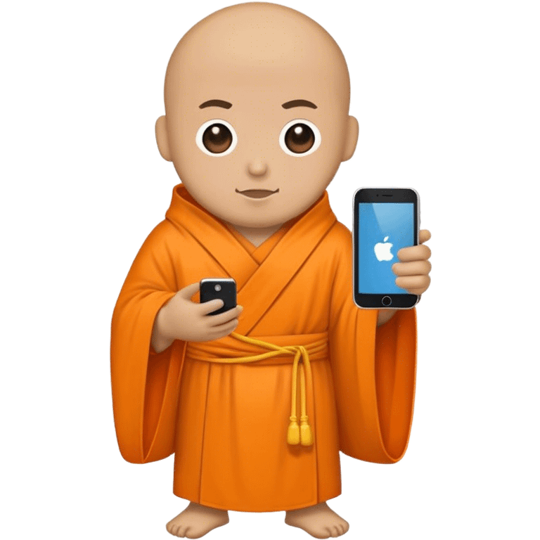 a mobile Phone in a monk orange robe emoji