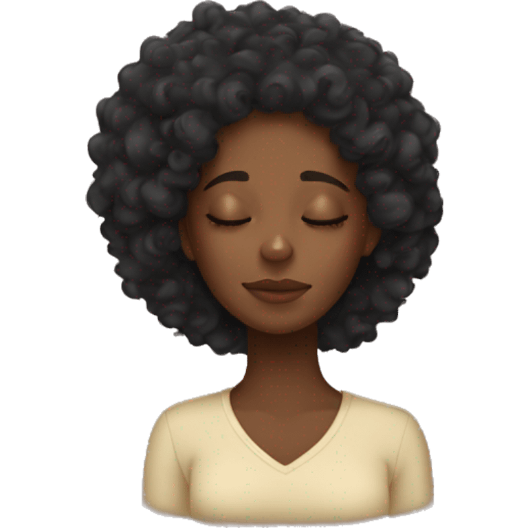 Black girl with curly hair sleeping  emoji