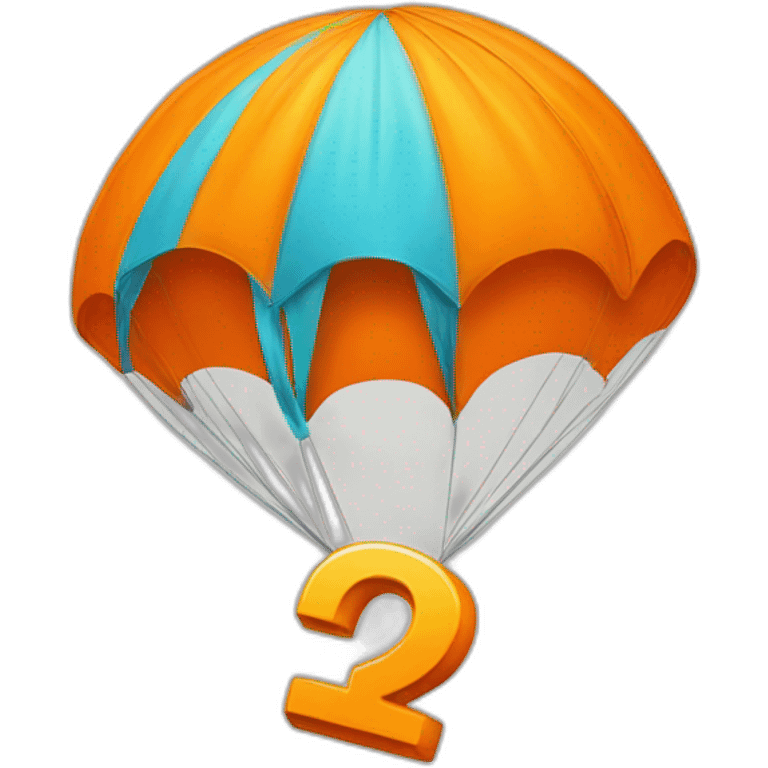 parachute and  orange letter Q emoji