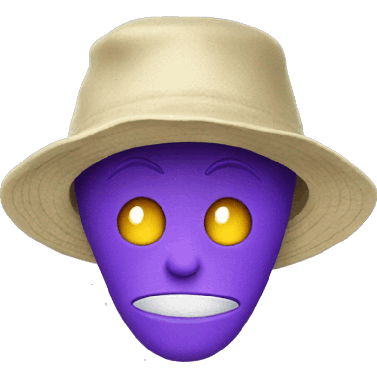 purple pointy chin alien head wearing bucket hat emoji