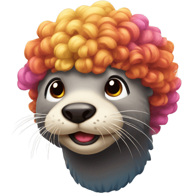 Otter wearing a wig emoji